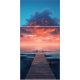 Tile mural with wooden pier and vibrant sunset clouds – modern decorative ceramic tile